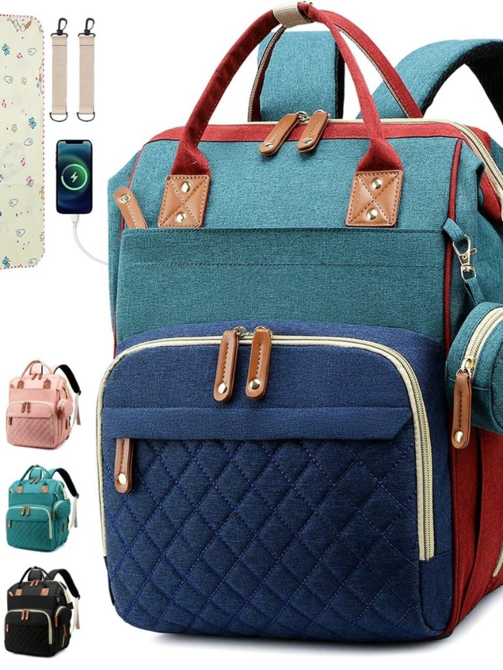 Diaper Bag Backpack Baby Bag, Baby Girl Boy Diaper Bag for Dad Mom with Pad, 16